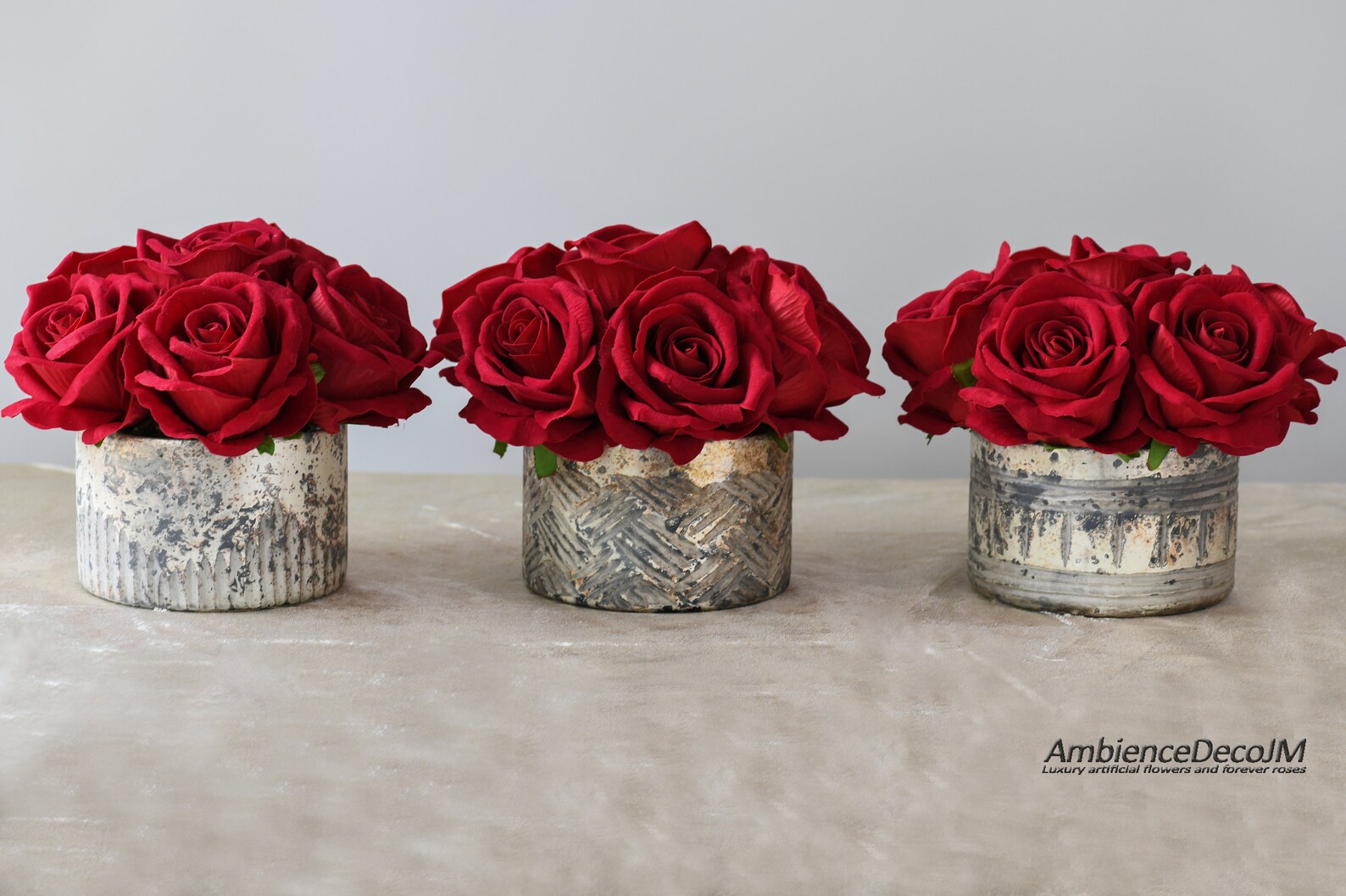Velvet Rose Arrangement. Red Rose Table Centerpiece Etsy