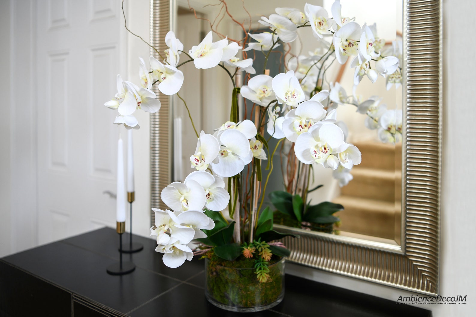 Silk Orchids in a Glass Dish Faux Orchid Arrangement - Etsy