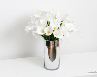 Real Touch Calla Lily Arrangement- Faux calla lilies in a glass vase