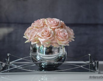 Real touch centerpiece -  Luxury artificial faux flower arrangement - Rose centerpiece