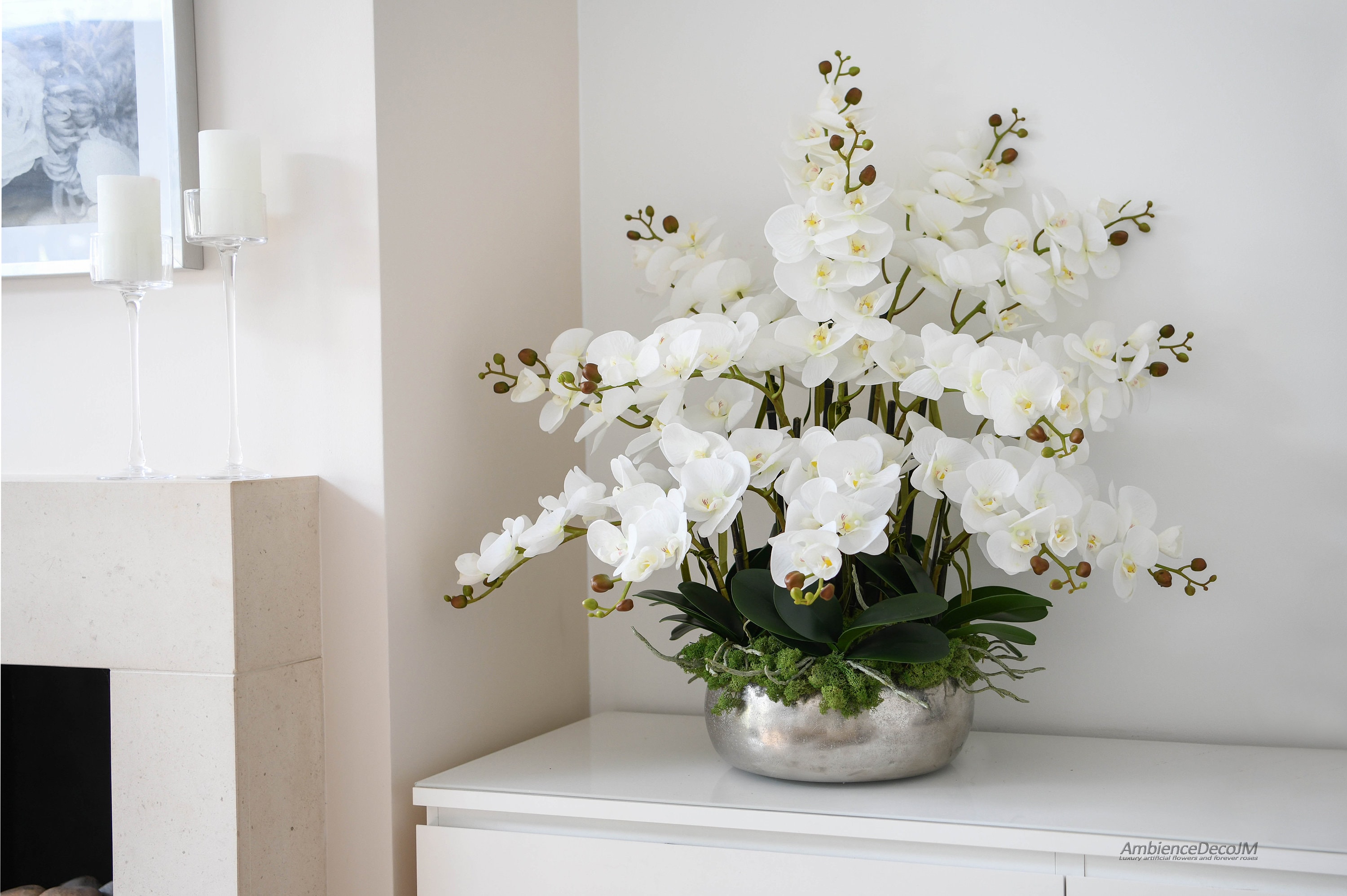 Orquídeas de látex en plato de plata - Etsy México, image size:3000x1996