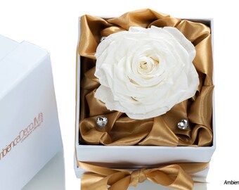 Rosa blanca infinita en caja, flor eterna, regalo para el Día de la Madre