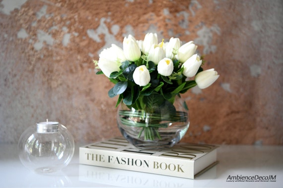 Real touch tulip arrangement -artificial tulips in a vase