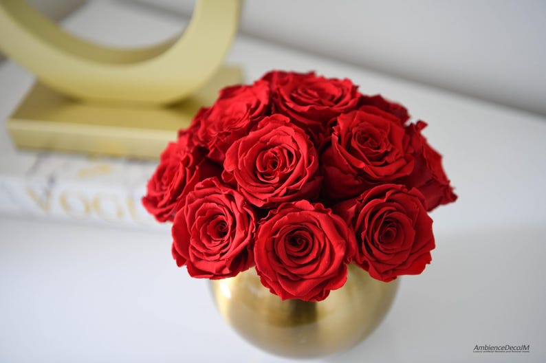 Eternity Roses Gold Eternity Roses in a Gold Vase - Etsy