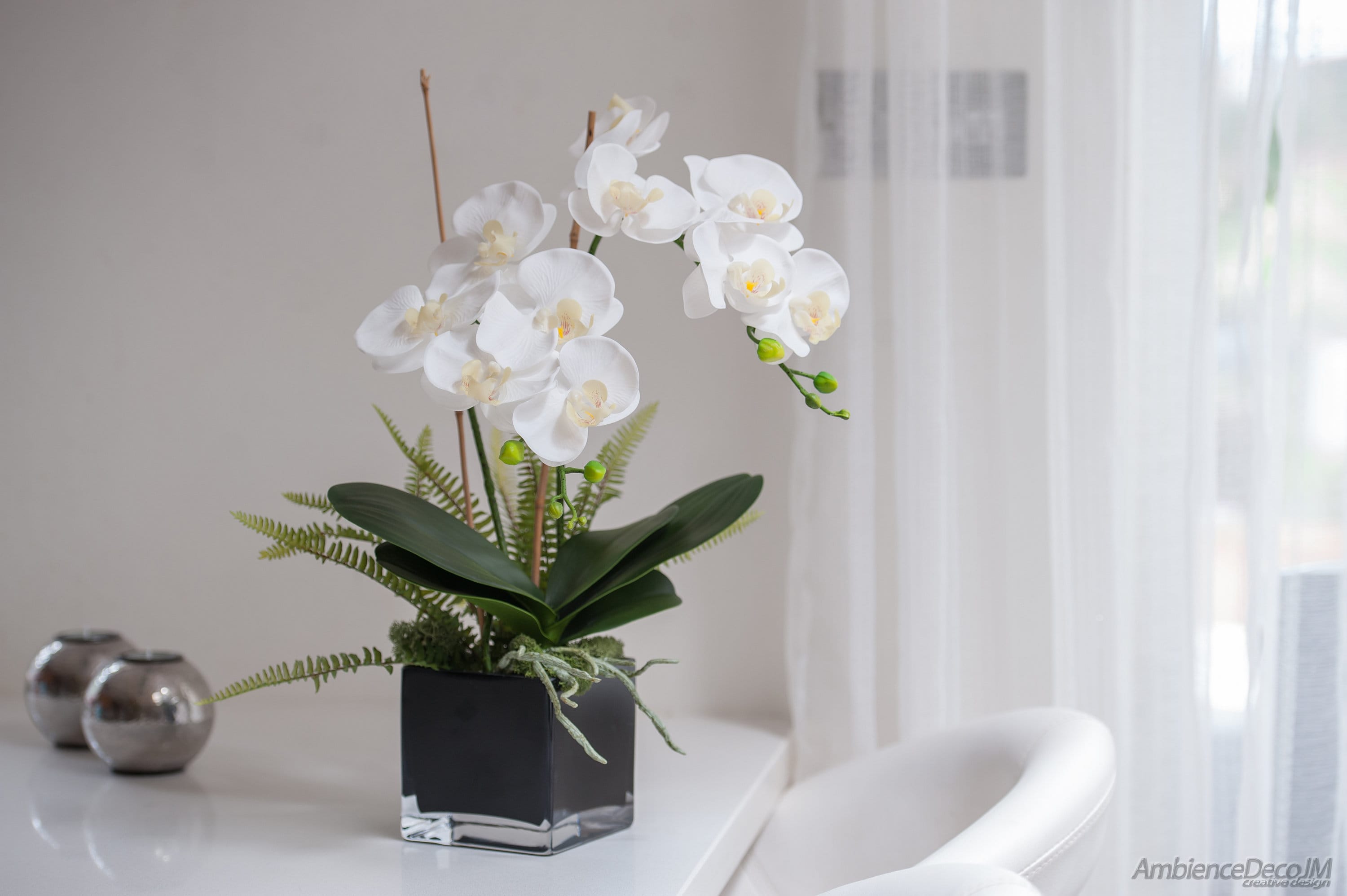 Pianta di orchidea artificiale bianca di lusso in vaso cubo - Etsy Italia