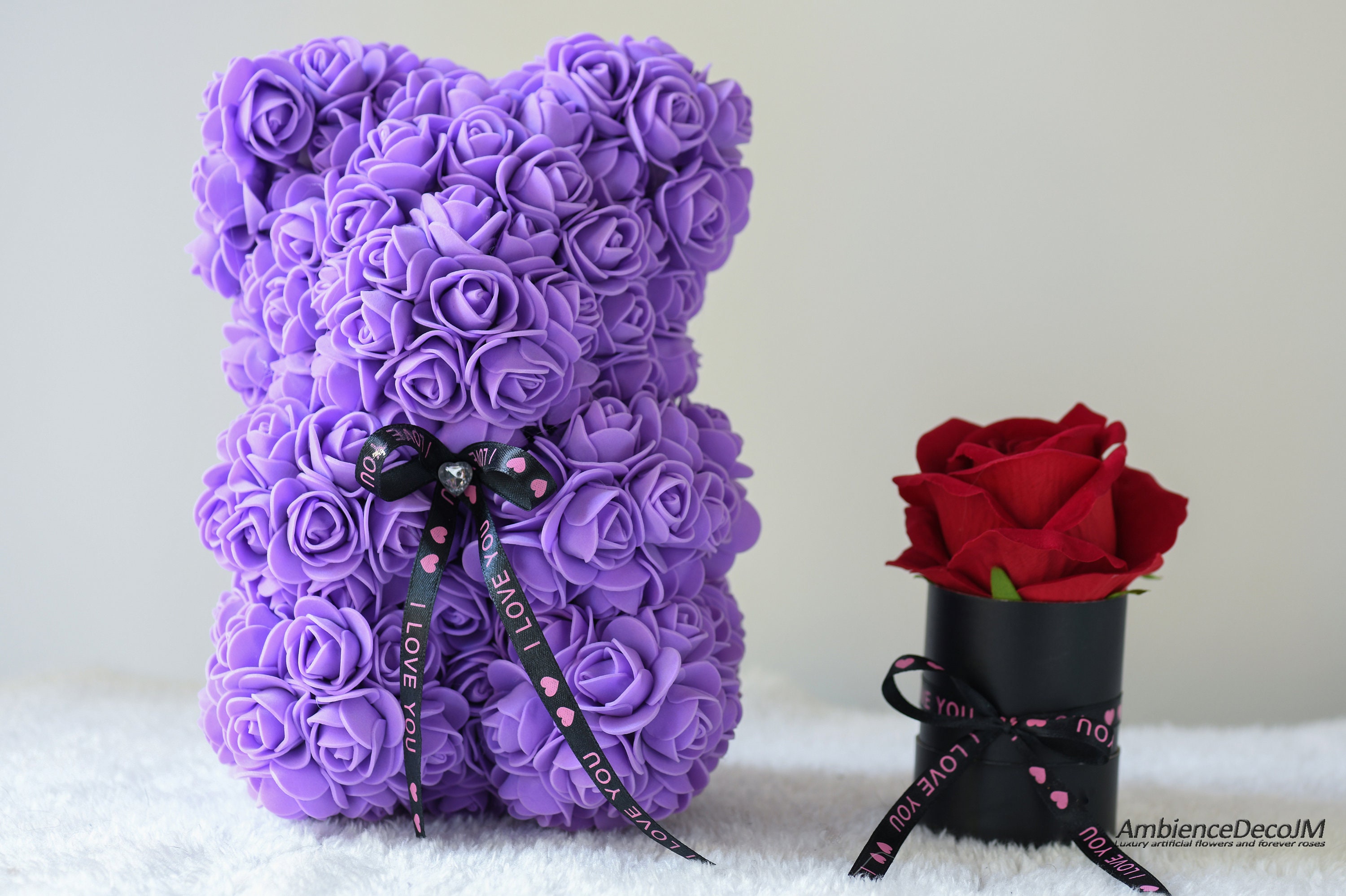 Flower Teddy Bear Purple UK. Rose Teddy Bear UK. Etsy