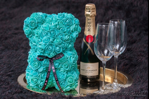 turquoise rose bear