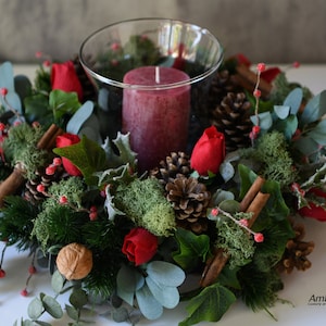 Christmas table wreath with a candle- Christmas candle wreath