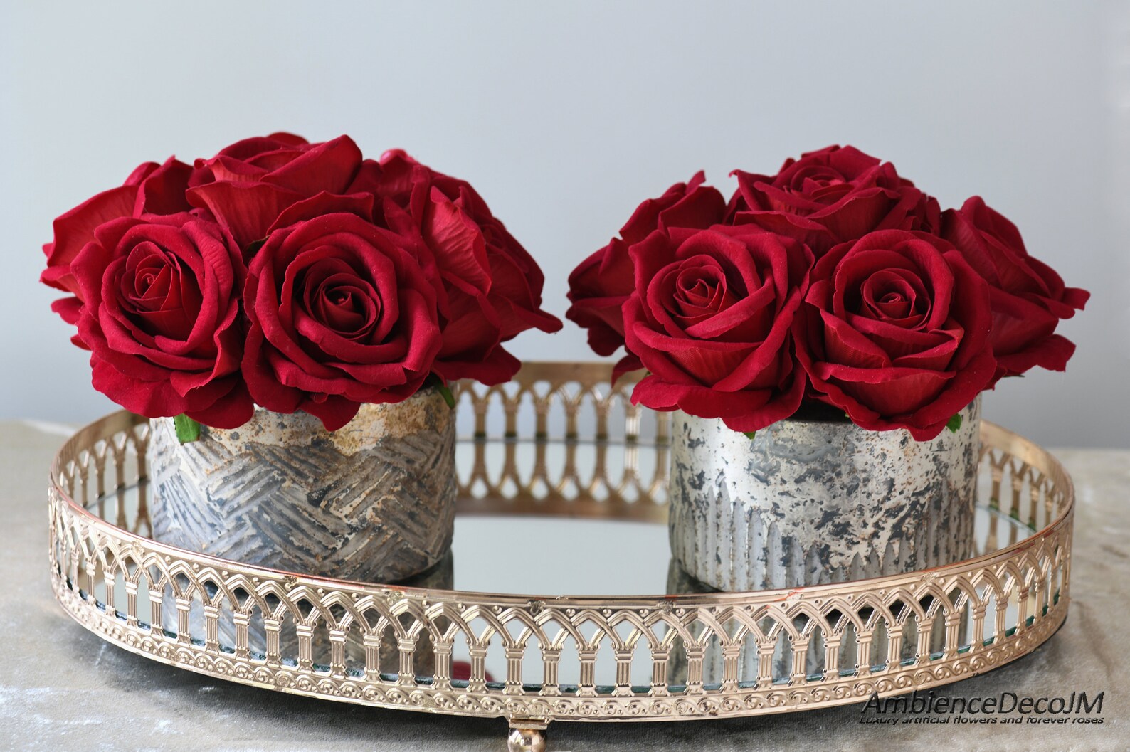 Velvet Rose Arrangement. Red Rose Table Centerpiece Etsy