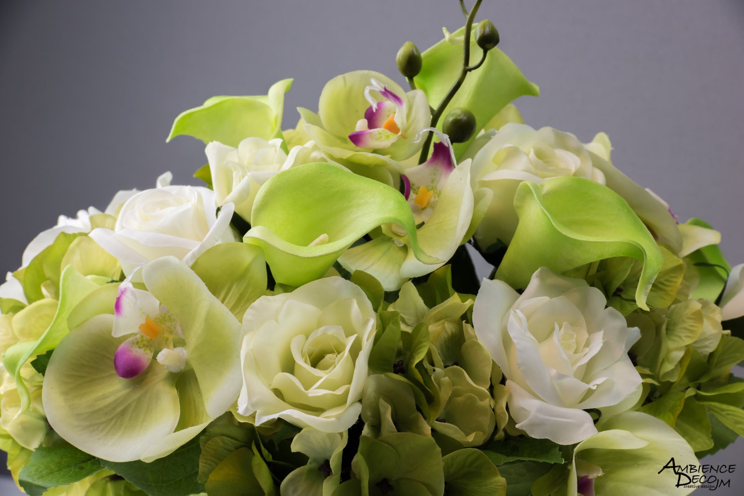 Silk flower arrangement artificial flowers in lime green Etsy