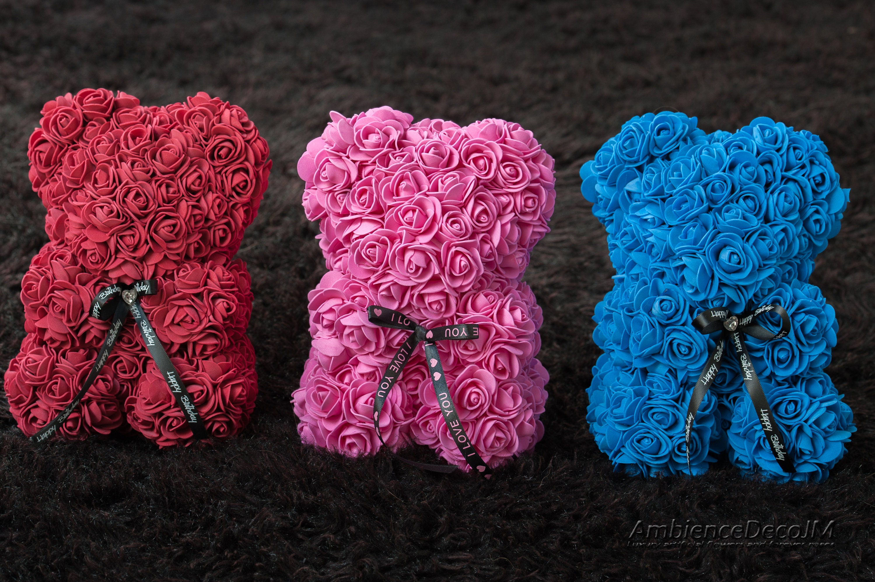 Flower Teddy Bear Purple UK. Rose Teddy Bear UK. Etsy