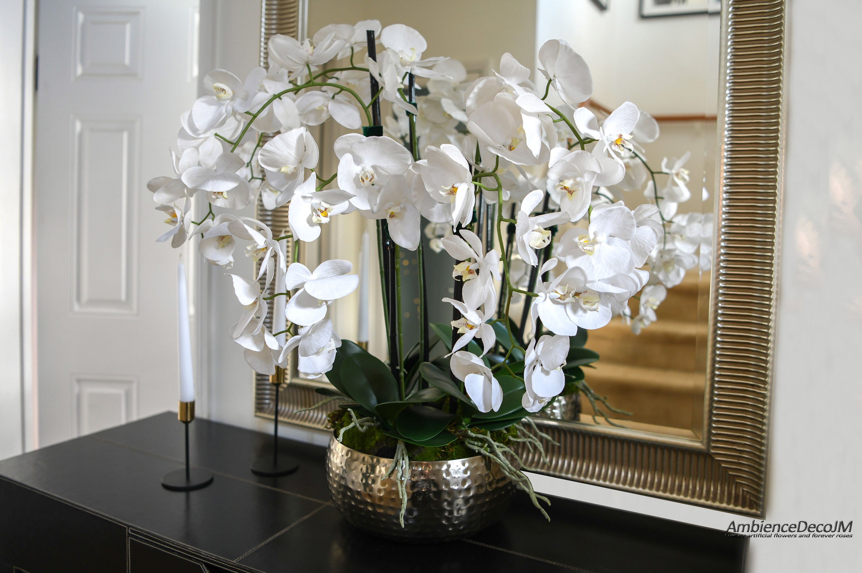 Faux Roses Orchid Large Arrangement in Glass Vase – Flovery