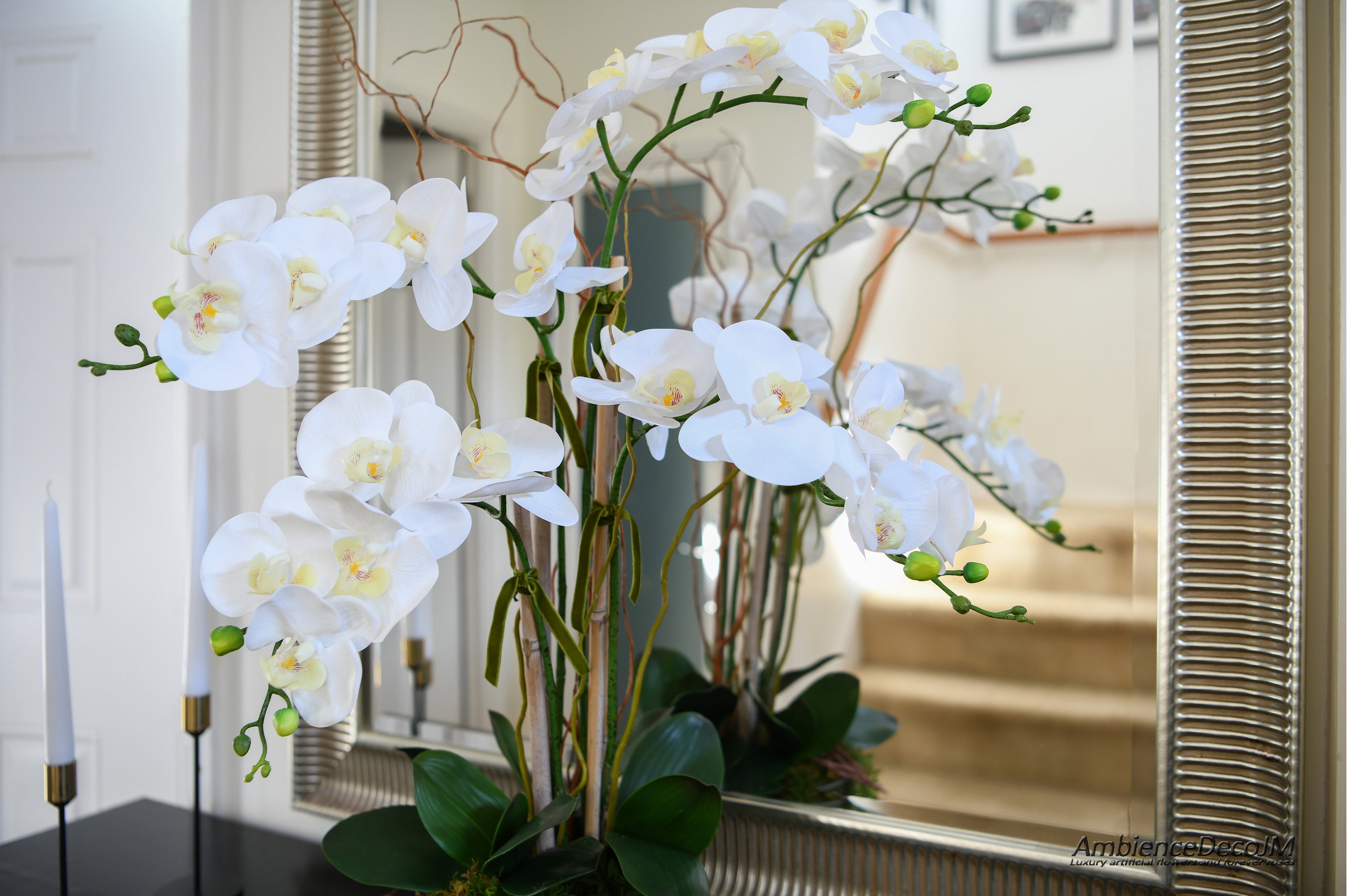 Artificial Orchid Arrangement for Console Table faux Orchids Etsy
