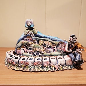 Hanukkah Menorah &quot; Fiddler&quot;,Hand Made from clay,Gift for Haukkah