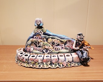 Hanukkah Menorah &quot; Fiddler&quot;,Hand Made from clay,Gift for Haukkah