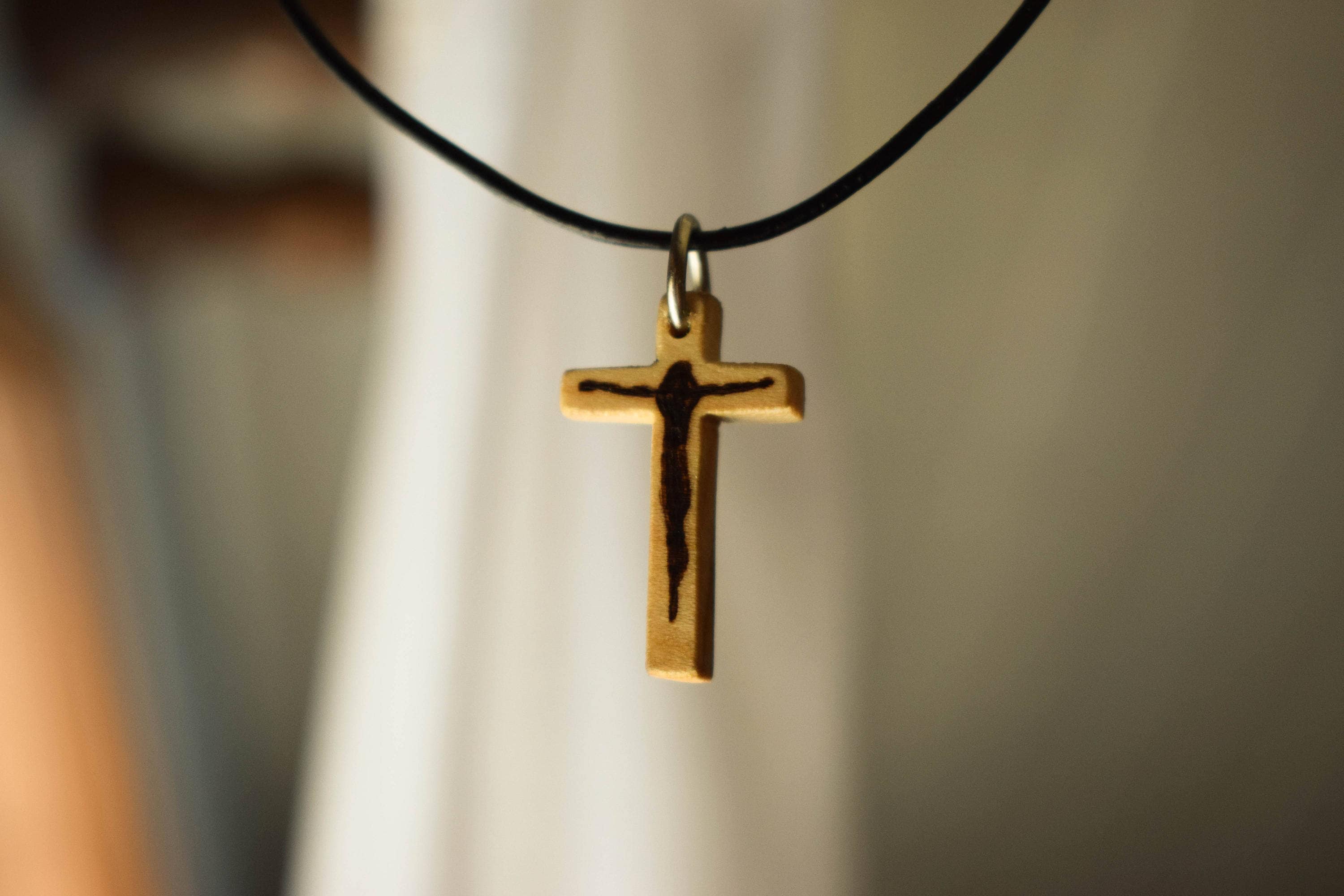 Wooden Cross Necklace Cross Pendant Cristian Cross Jesus Etsy