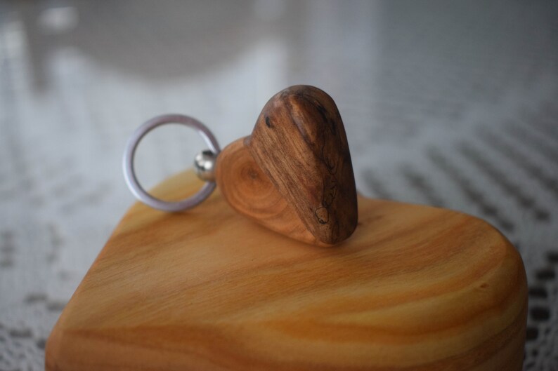 Wooden Heart Keychain Handmade Keychain Cherry Walnut Etsy