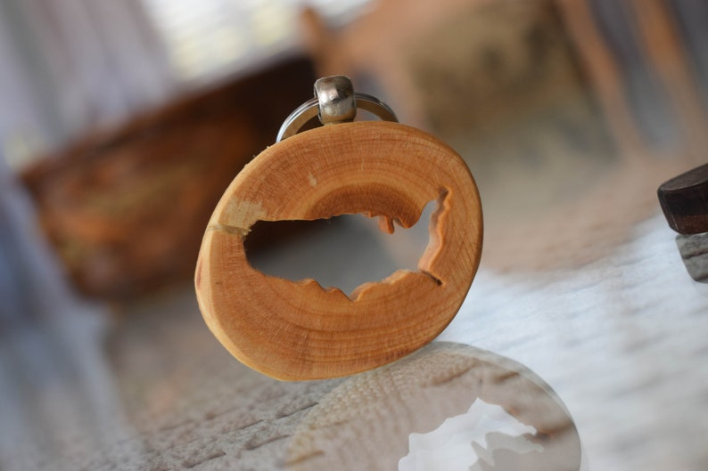 USA Wooden Keychain Costumized Map Keychain Cherry Tree Etsy