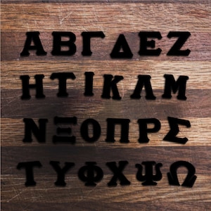 Black Acrylic OG Font Greek Alphabet Letters with Adhesive Backing