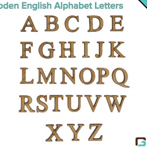 Original griego Inglés Alfabeto Madera Letras Inacabadas con Respaldo Adhesivo