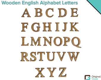 Original Greek English Alphabet Wooden Unfinished Letters with Adhesive Backing