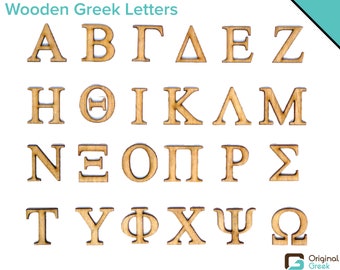 Original Greek Wooden Unfinished Greek Alphabet Letters with Adhesive Backing