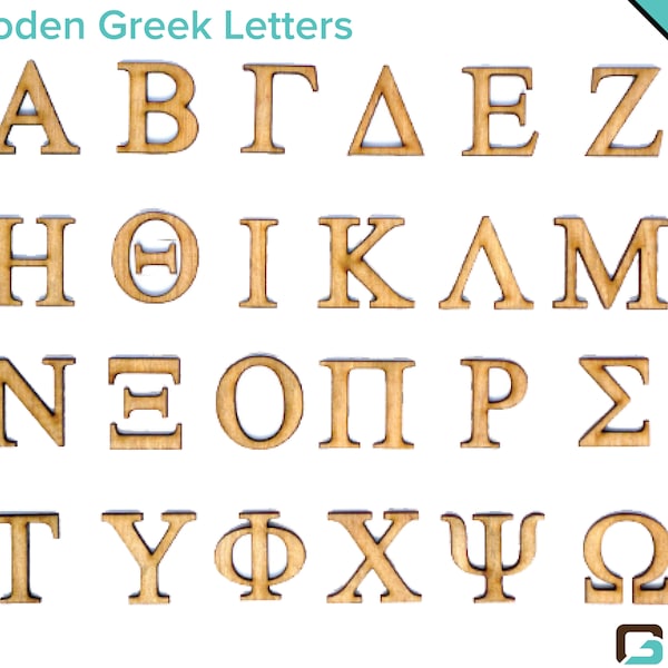 Original Greek Wooden Unfinished Greek Alphabet Letters with Adhesive Backing