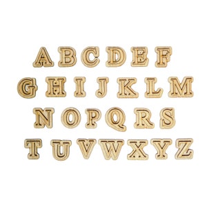 Lettres originales superposés grecque en bois Alphabet anglais inachevé avec endos adhésif