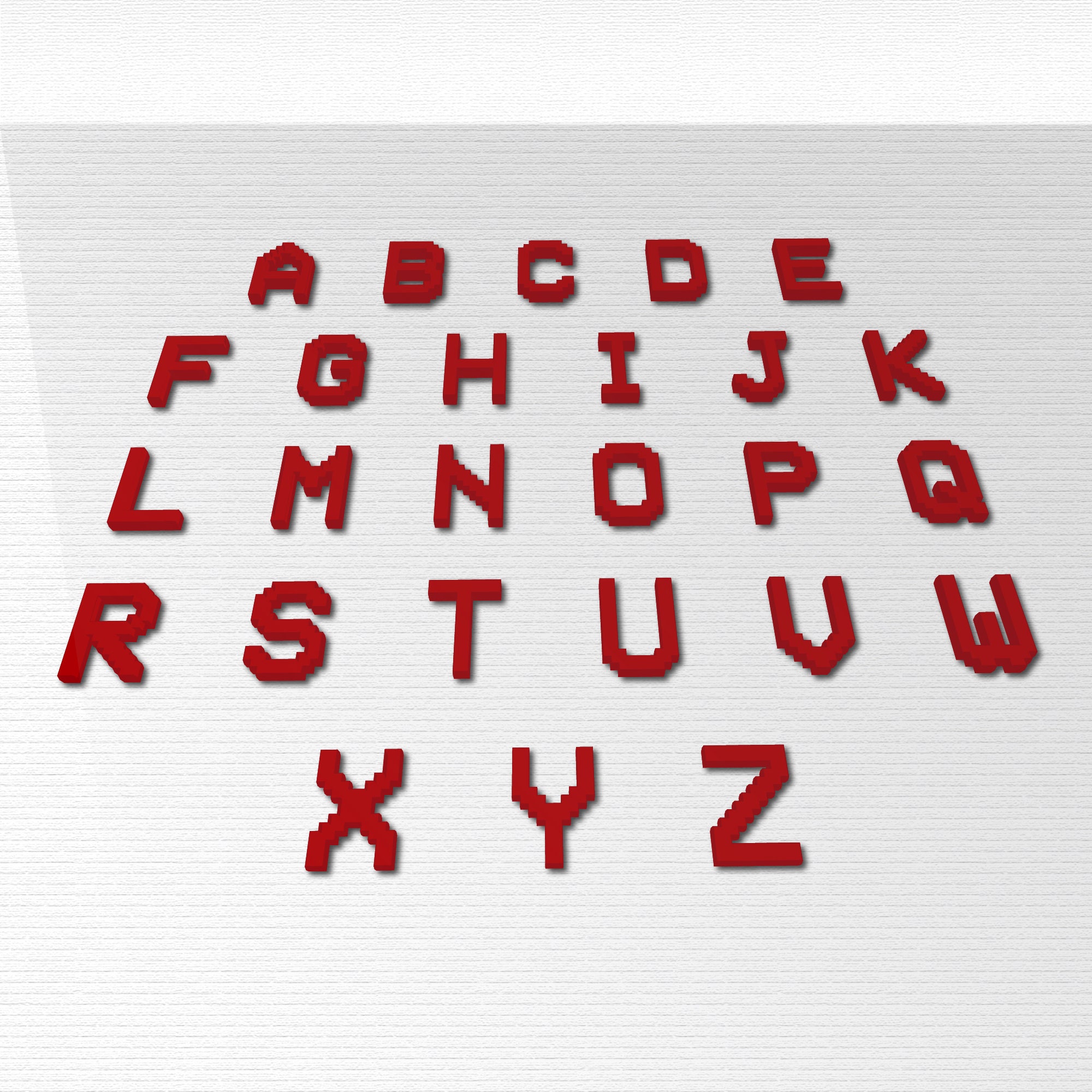 Red Acrylic 8-Bit Font Single-Stacked English Alphabet Letters | Etsy