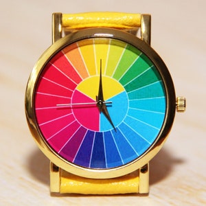 Color wheel watch,  men's watch, colorful watches, women's watch, holiday watch, party watch, birthday gift, wedding watch, children's watch