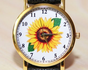 Relógio girassol, relógio flor, relógio feminino, relógio de menina, relógio amarelo, relógio de verão, relógio exclusivo, relógio feito à mão, relógio feminino, presente