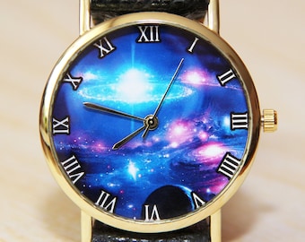 Wristwatches space, women's watches, men's watches, galaxy watches, handmade, unique watches, Wristwatch with Constellation