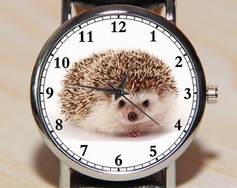 Reloj de pulsera con erizo, relojes navideños, relojes de mujer, relojes de hombre, relojes infantiles, relojes de cuero, idea de regalo, reloj con animales