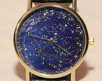 Wristwatch galaxy, watch cosmos, constellation watch,  women's watch,men's watch, fantasy watch, fairy watch,night watch,multi-colored watch
