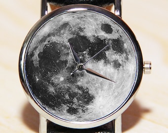 Watch moon, space Watch, constellation Watch, men's watch, women's watch, black watch, brown watch, handmade watch, new year gift, astronomy