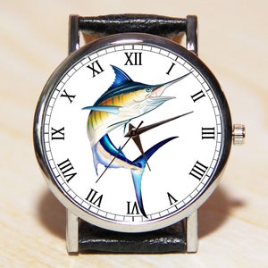 Watch with sword fish, fish watch, Swordfish, Fishing style, Wristwatches for fishermen, Gifts for a man, Gifts for dad, women's watch