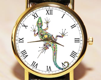 Watch lizard, women's watches, men's watches, party watches, gift watches, minimalism watches, souvenir watches,  leather Wrist Watch