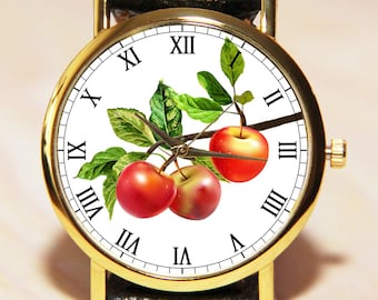 Wristwatch apples, watch fruit, women's watch, wristwatch, leather watch, watch flowers, children's watches, women's watches, fruit watch