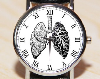 Watch Human Lungs, Bronchial Tree Respiratory System Watch, Doctor Gift, Watch Human Anatomy, women's watch, men's watch, gift to a student