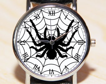 Spider watches, watches for the holiday Halloween, wrist watches, leather watches, women's watches, men's watches,
