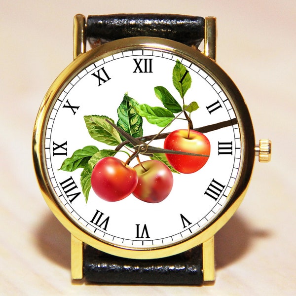 Wristwatch apples, watch fruit, women's watch, wristwatch, leather watch, watch flowers, children's watches, women's watches, fruit watch