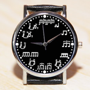 Watch musicians,Wristwatch note, watch gift to the teacher,women watch, men's watch, white watch, black watch, watch music, leather watch