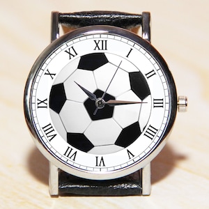 Reloj de pulsera con balón de fútbol, Balón de fútbol, Reloj de pulsera para aficionados al fútbol, Reloj para aficionados al fútbol, Reloj para hombres, Reloj blanco y negro, Reloj para deportistas