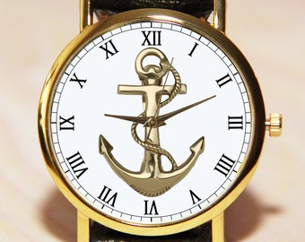 Orologio da polso con ancora, Mariners, orologio con ancora in pelle, orologio con ancora, orologio da uomo, orologio da donna, orologio nautico, accessorio di moda