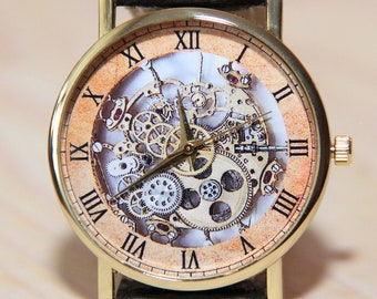 Imitation of mechanical watch, Mechanical Watch, picture of a mechanical watch, skeleton watch,man gift,Watch Retro, Men's watches,