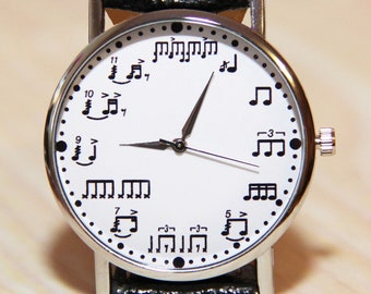 Wristwatch note, watch gift to the teacher, watch musicians, ladies watch, men's watch, white watch, black watch, watch music