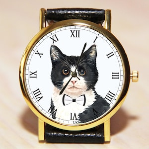 Watch cat, Wrist watch cat with a crown, watch cat with a bow, watch cat with a wreath, watch beasts, watch black cat