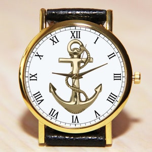 Wrist watch with anchor, Mariners, аnchor leather watch, anchor watch, men&#39;s watch, women&#39;s watch, nautical watch, Fashion Accessory