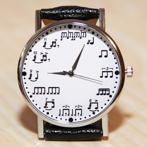 Wristwatch note, watch gift to the teacher, watch musicians, ladies watch, men's watch, white watch, black watch, watch music