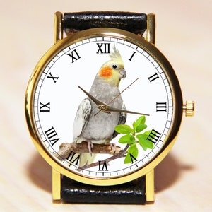 Watch parrot, Watch Corella, Wristwatch bird, women&#39;s watches, men&#39;s watches, children&#39;s watches, leather watch, quartz watch, unique watch